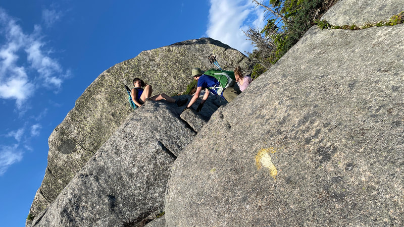 Steep rocks on Beckhorn Descent in Dix range, Adirondacks